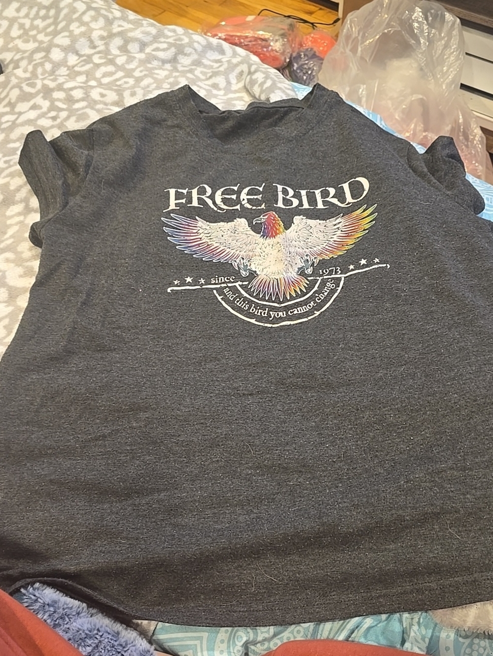 ❤️10/$10 freebird Multicolor Eagle Graphic Tee - Dark Gray